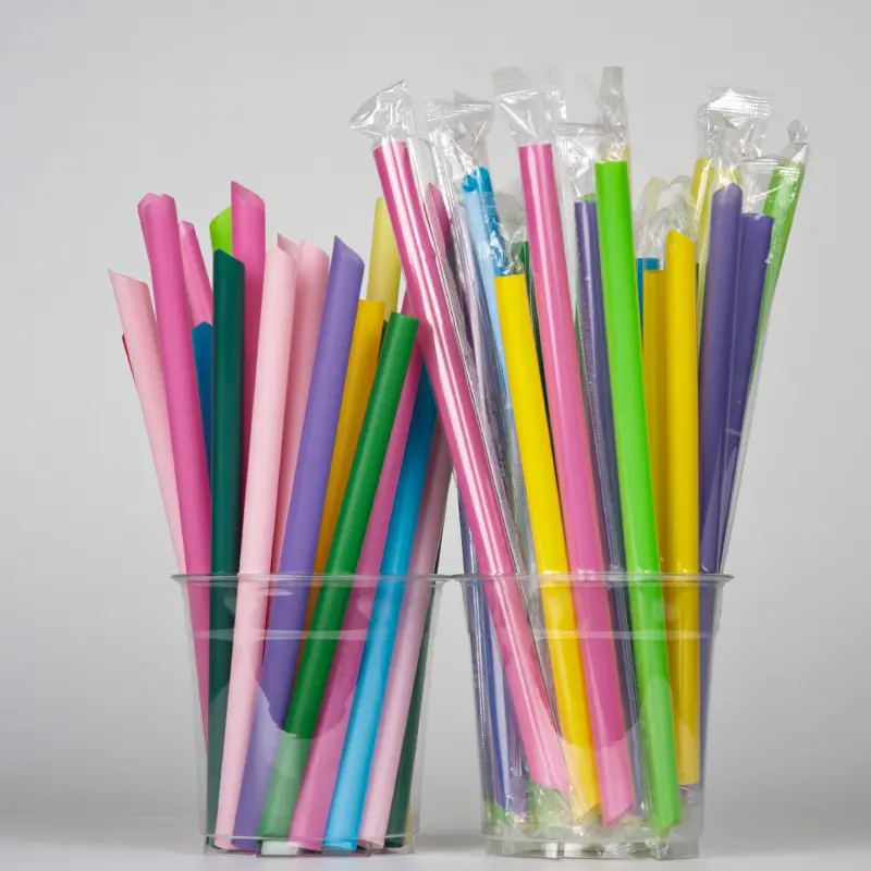 Bubble Tea Straw Disposable Individually Wrapped PP Plastic Straw