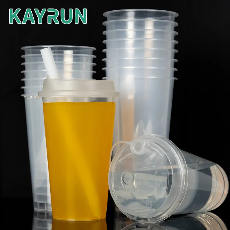 Wholesale Bubble Tea Cup Clear Smoothie Juice PP Custom Plastic Cups