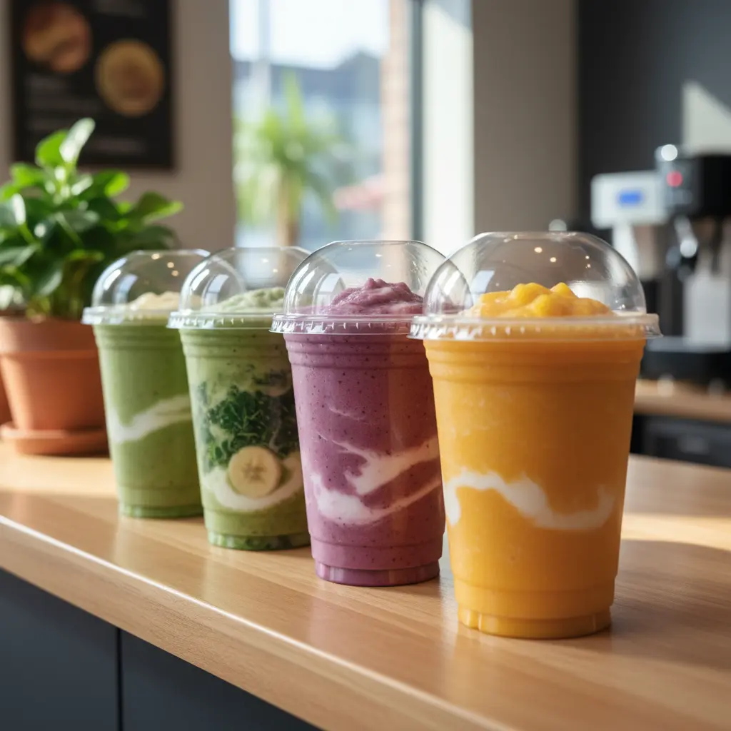 Plastic Cups With Lids For Smoothie Shops