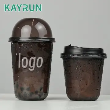 Disposable U Shape Black Cold Coffee Drinking PET Cups