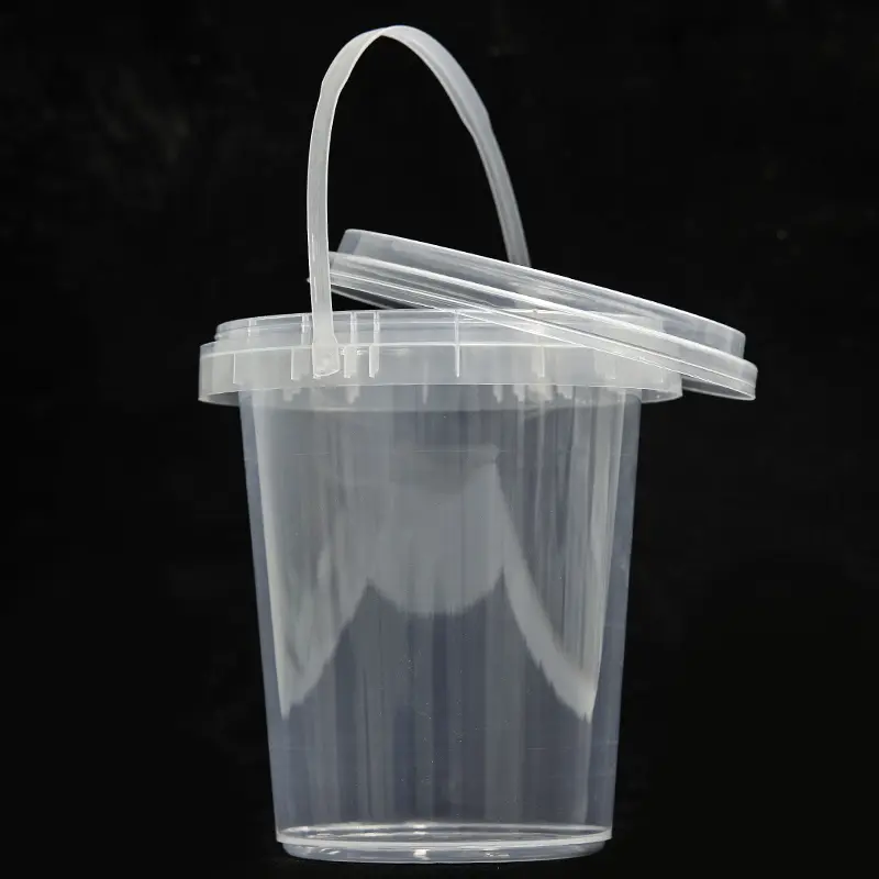Clear Takeaway Disposable Drinking Bucket Plastic Fruit Bucket Cups With Lids