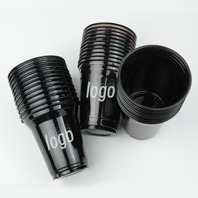 Customized Takeaway Packaging Black PET Cup With Lids