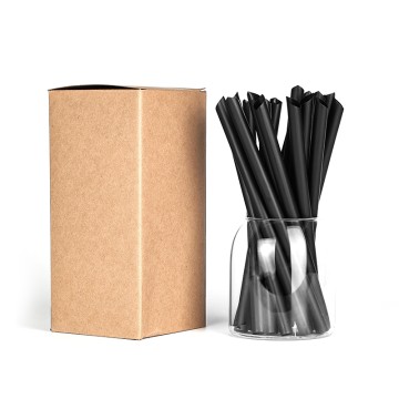 Disposable Black Plastic Straws - Individually Wrapped for Beverages